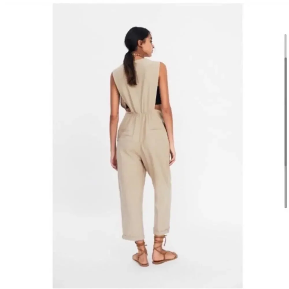 Zara Gathered Jumpsuit with Straps Size Small